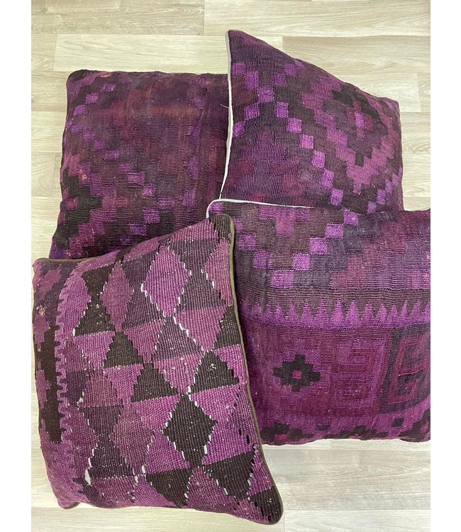 4x unike vintage kelim kussens met vulling ca 45x45 cm