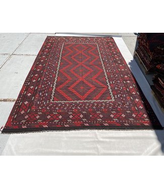 448x286 cm Handgewebt afghanisch Kelim Orientteppich Rot Wolle