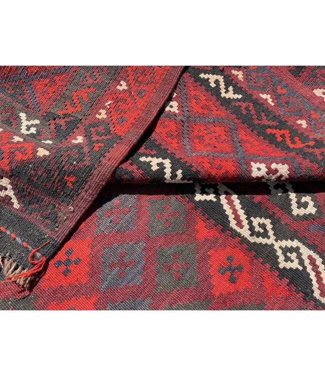 448x286 cm Handmade Afghan Kilim Area Rug Red Color Wool Carpet