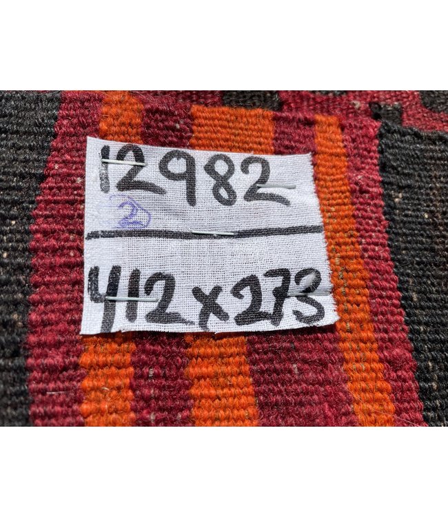 412x273 cm Handgewebt afghanisch Kelim Orientteppich Orange Wolle