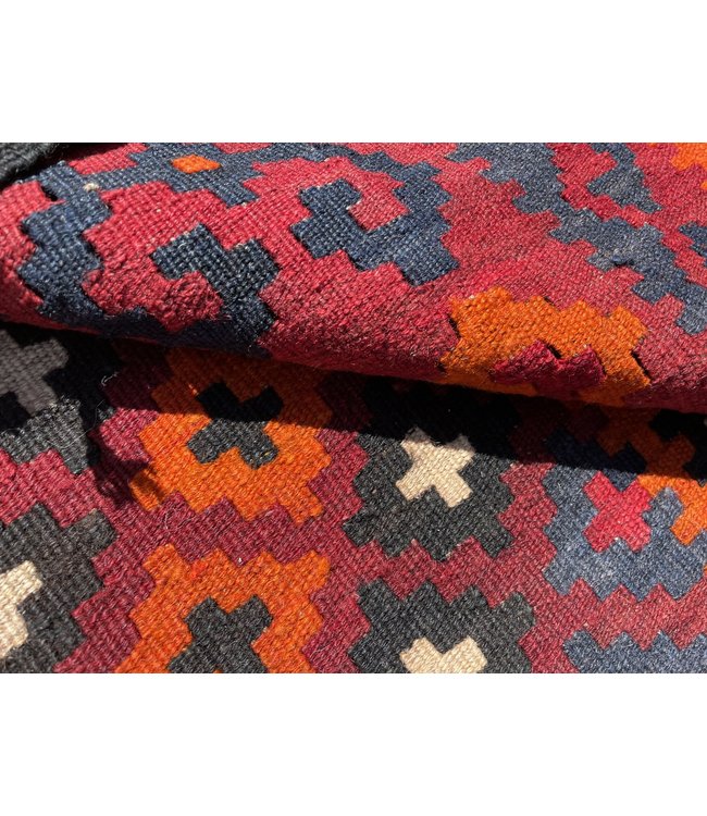 412x273 cm Handmade Afghan Kilim Area Rug Orange Color Wool Carpet