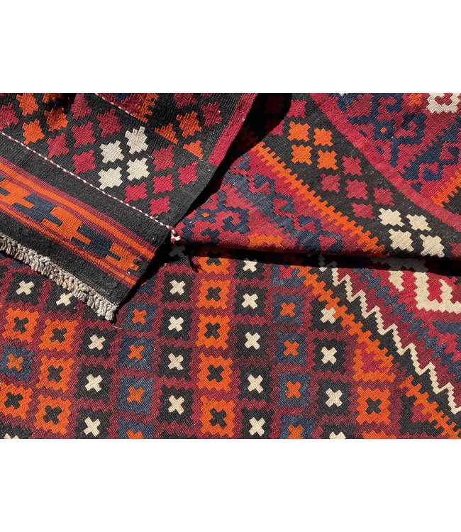 412x273 cm Handmade Afghan Kilim Area Rug Orange Color Wool Carpet