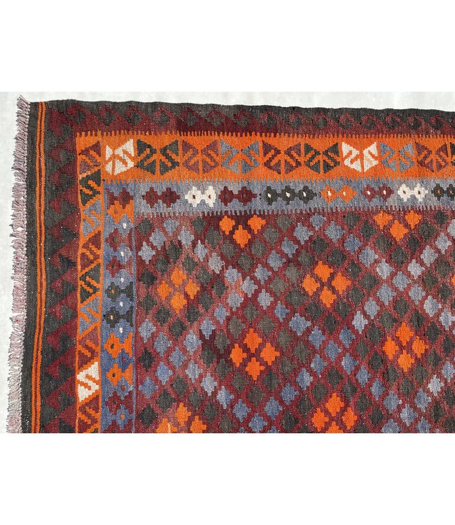 290x180 cm Handmade Afghan Kilim Area Rug Orange Color Wool Carpet