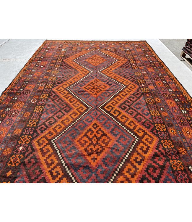 449x266 cm Handgewebt afghanisch Kelim Orientteppich Rot Wolle