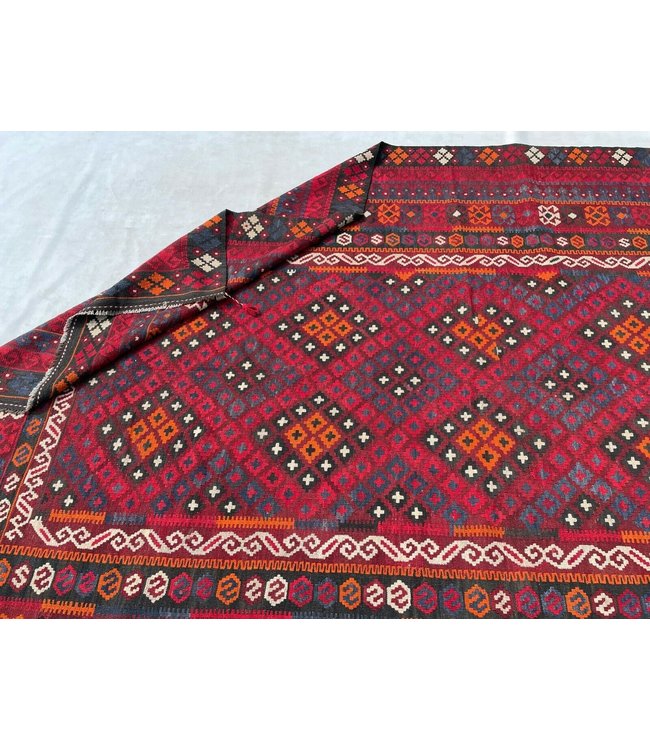 396x263 cm Handgewebte Orientalisch Wolle Kelim Teppich