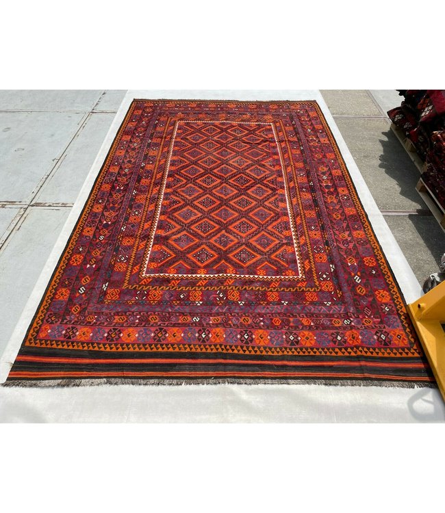 402x268 cm Hand Woven Afghan Wool Kilim Area Rug