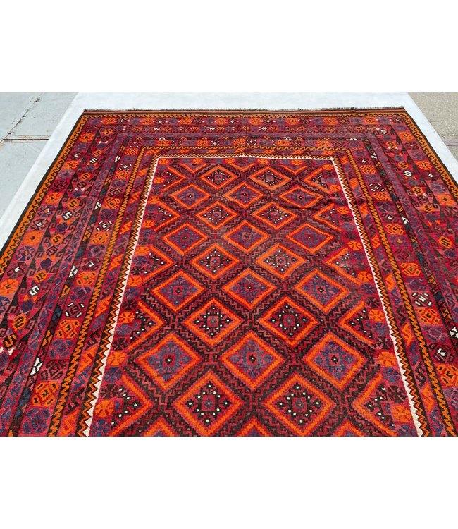 402x268 cm Handgewebte Orientalisch Wolle Kelim Teppich