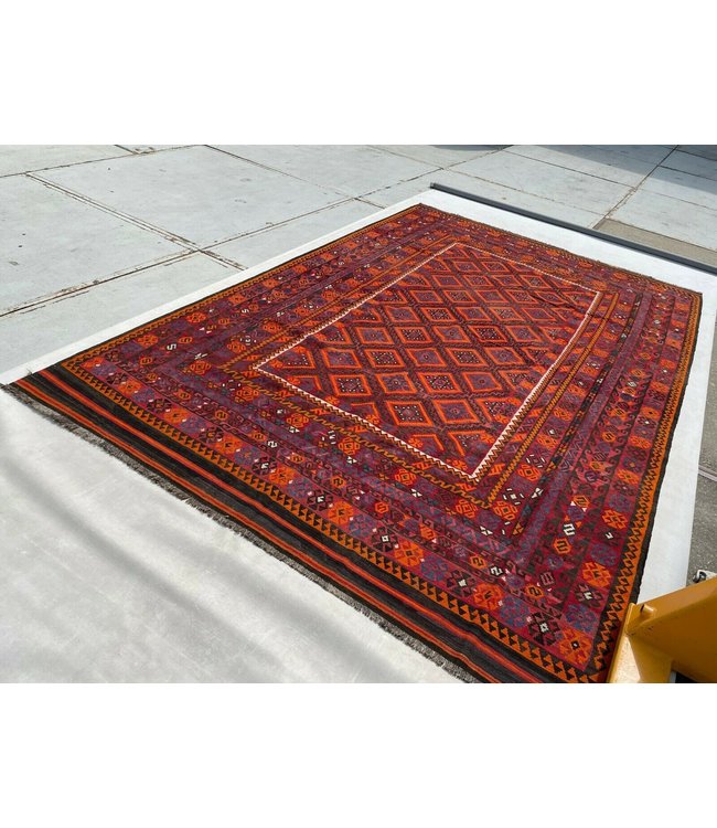 402x268 cm Hand Woven Afghan Wool Kilim Area Rug