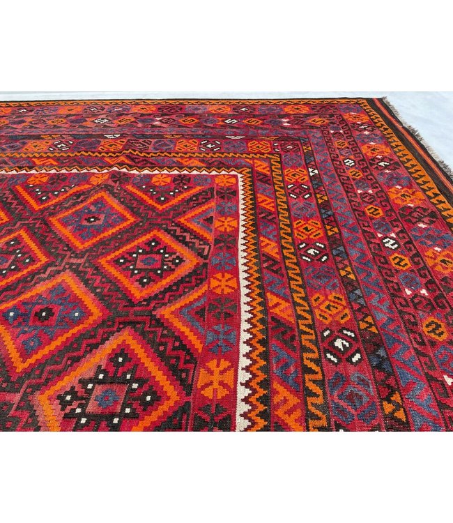 402x268 cm Hand Woven Afghan Wool Kilim Area Rug
