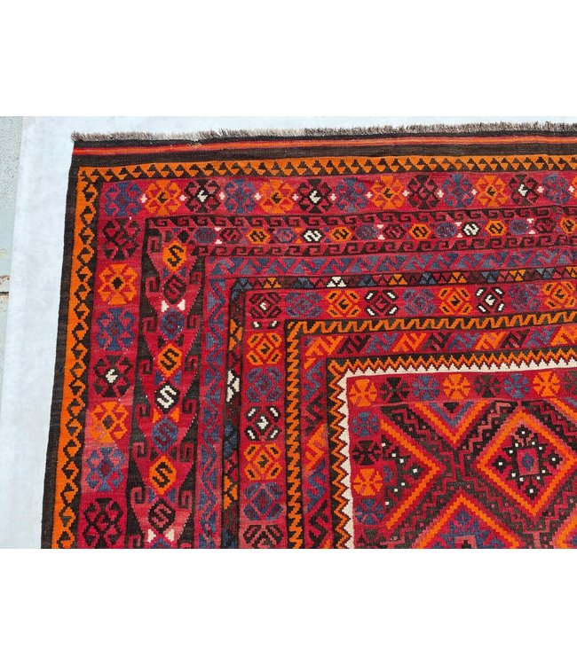 402x268 cm Hand Woven Afghan Wool Kilim Area Rug