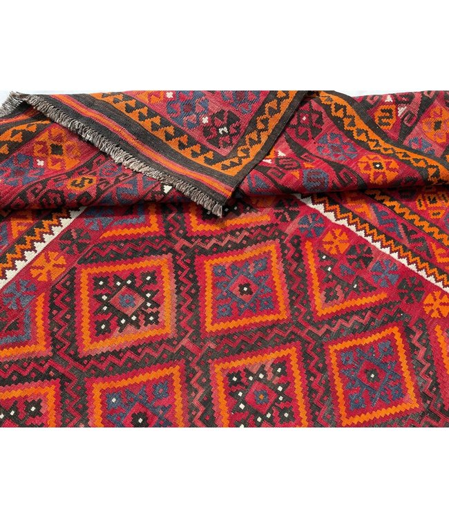 402x268 cm Handgemaakt Oosters Kelim Wol Vloerkleed