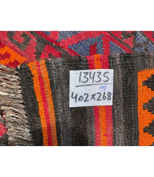 402x268 cm Hand Woven Afghan Wool Kilim Area Rug