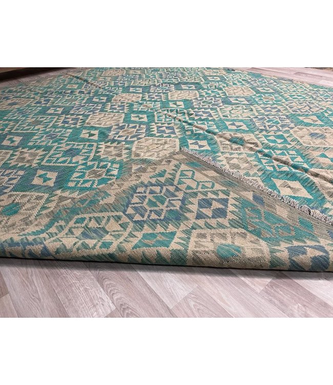 303x245 cm Handmade Afghan Kilim Area Rug Wool Carpet