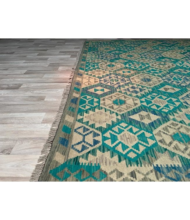 303x245 cm Handmade Afghan Kilim Area Rug Wool Carpet