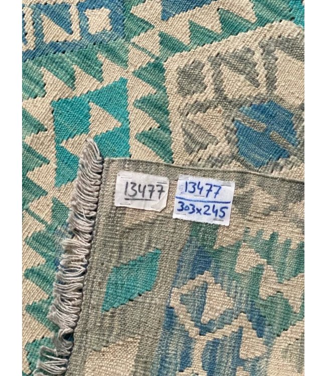 303x245 cm Handmade Afghan Kilim Area Rug Wool Carpet