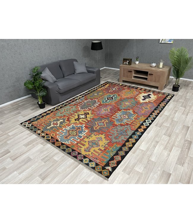 304x204 cm Handmade Afghan Kilim Area Rug Wool Carpet