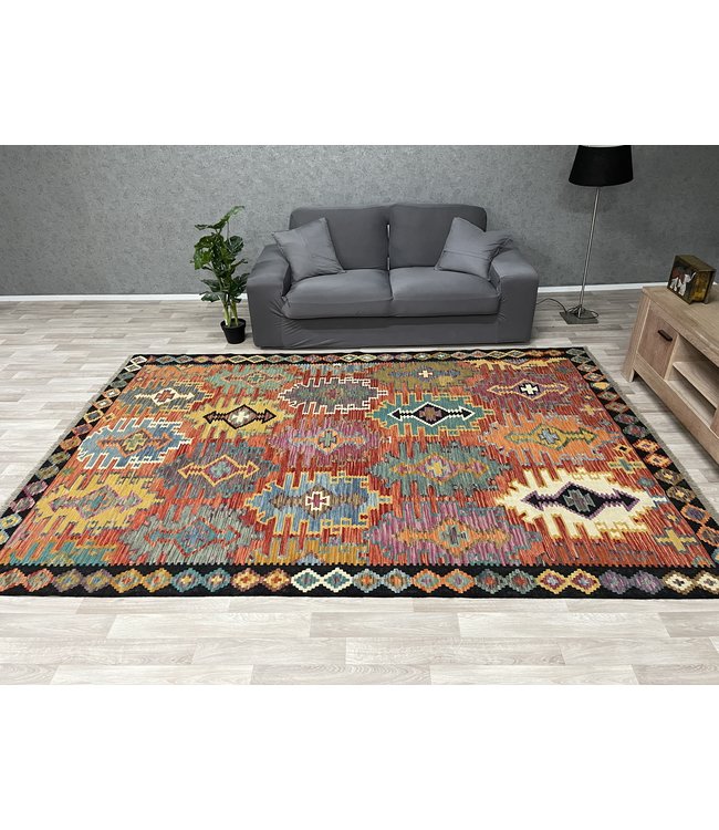 304x204 cm Handmade Afghan Kilim Area Rug Wool Carpet