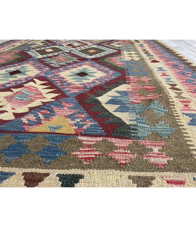 Hand Woven Afghan Wool Kilim Area Rug 200x153 cm