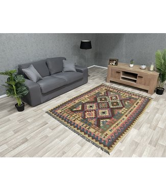 Hand Woven Afghan Wool Kilim Area Rug 200x153 cm