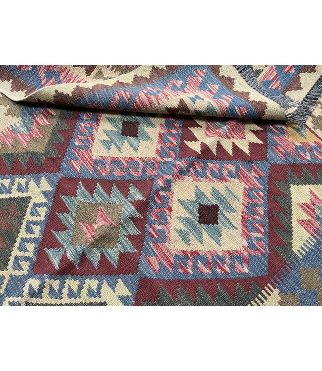 Hand Woven Afghan Wool Kilim Area Rug 200x153 cm