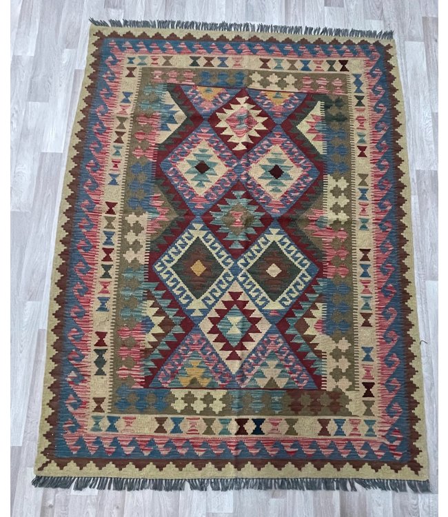 Hand Woven Afghan Wool Kilim Area Rug 200x153 cm