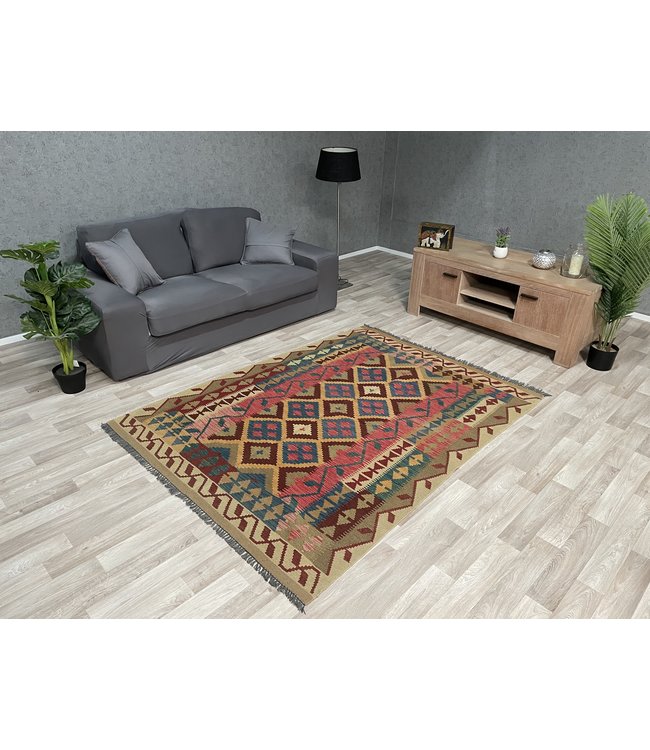 Handgewebte Orientalisch Wolle Kelim Teppich 200x150 cm