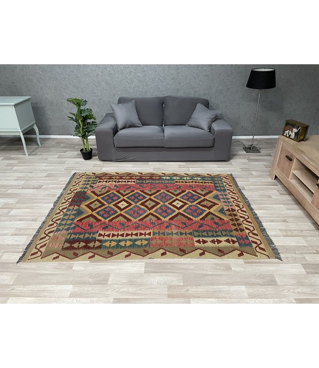 Handgewebte Orientalisch Wolle Kelim Teppich 200x150 cm