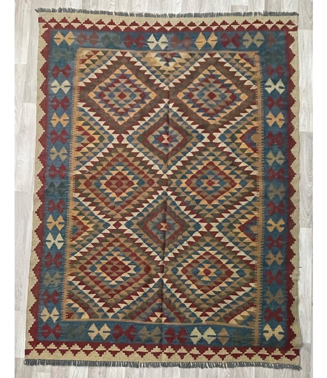 201x148 cm Hand Woven Afghan Wool Kilim Area Rug