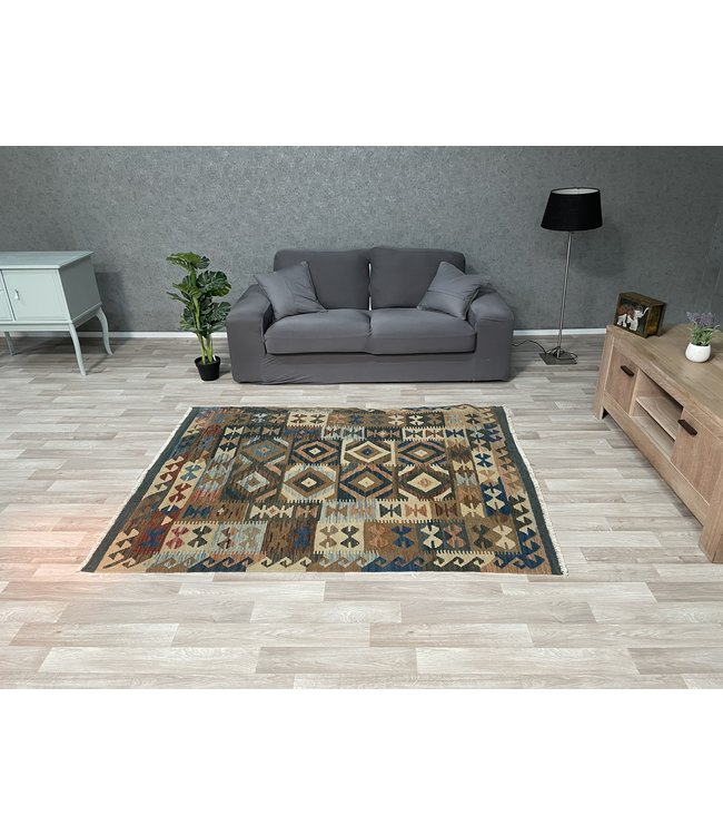 Hand Woven Afghan Wool Kilim Area Rug 192x145 cm