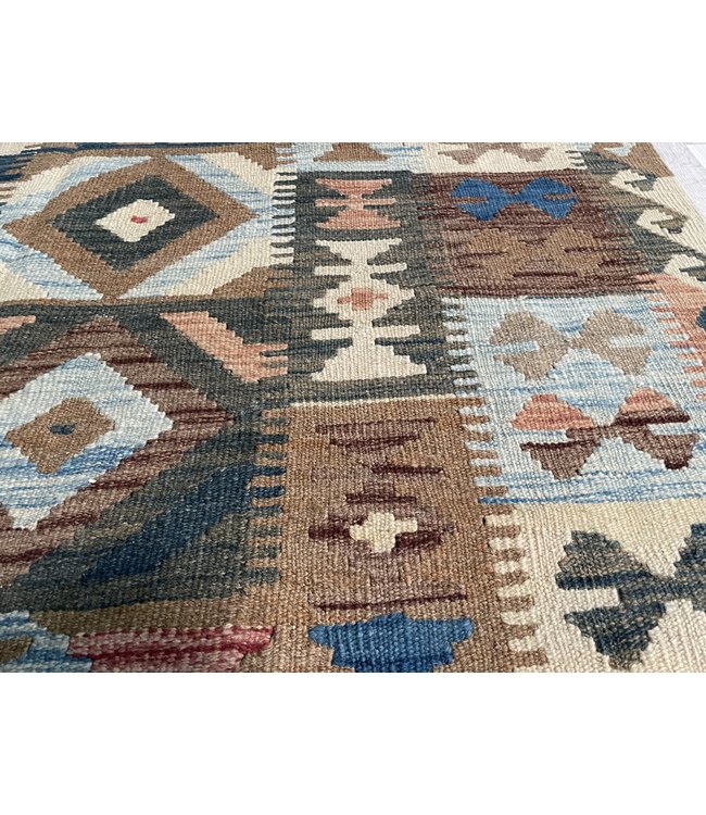 Hand Woven Afghan Wool Kilim Area Rug 192x145 cm
