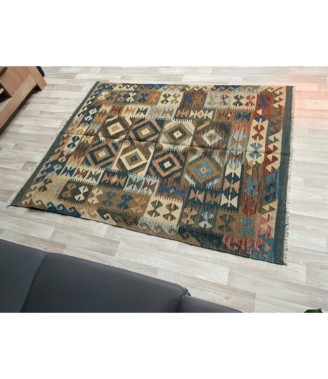 Handgewebte Orientalisch Wolle Kelim Teppich 192x145 cm