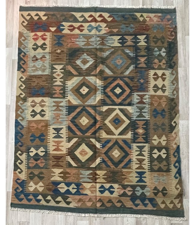 Hand Woven Afghan Wool Kilim Area Rug 192x145 cm