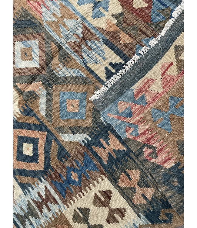 Hand Woven Afghan Wool Kilim Area Rug 192x145 cm