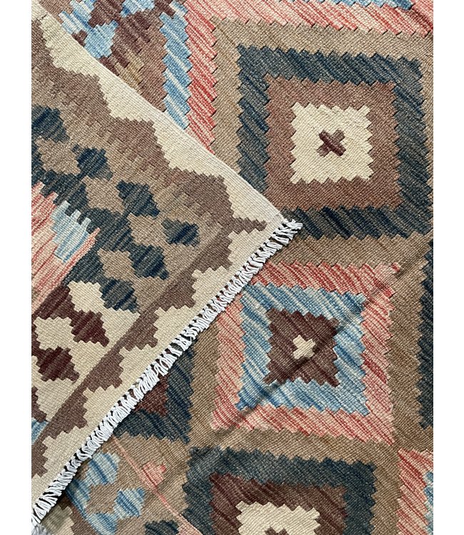 Hand Woven Afghan Wool Kilim Area Rug 195x144 cm
