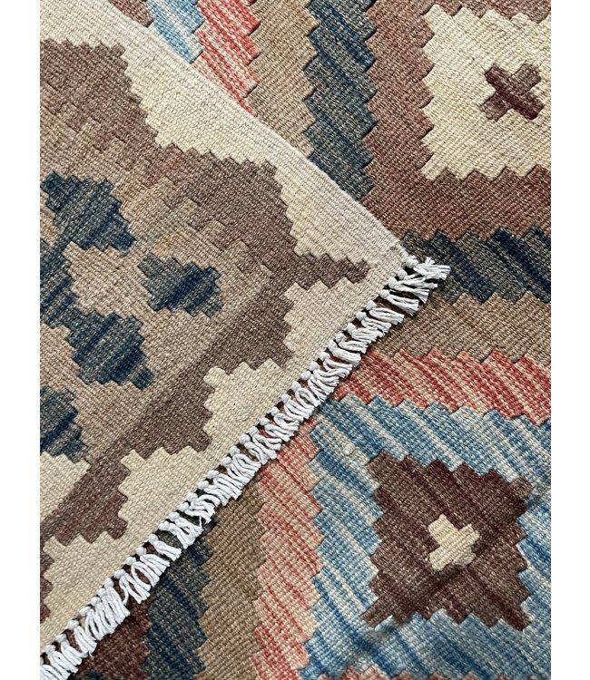 Handgewebte Orientalisch Wolle Kelim Teppich 195x144 cm
