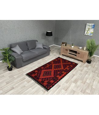 Hand Woven Afghan Wool Kilim Area Rug 195 x 102 cm ( 6'4 x 3'4) feet