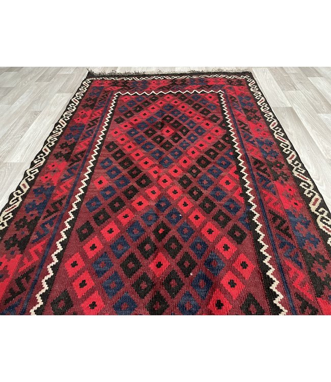 Handgemaakt Oosters Kelim Wol Vloerkleed 200 x 130cm