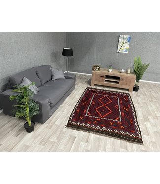 Hand Woven Afghan Wool Kilim Area Rug 202 x 136 cm