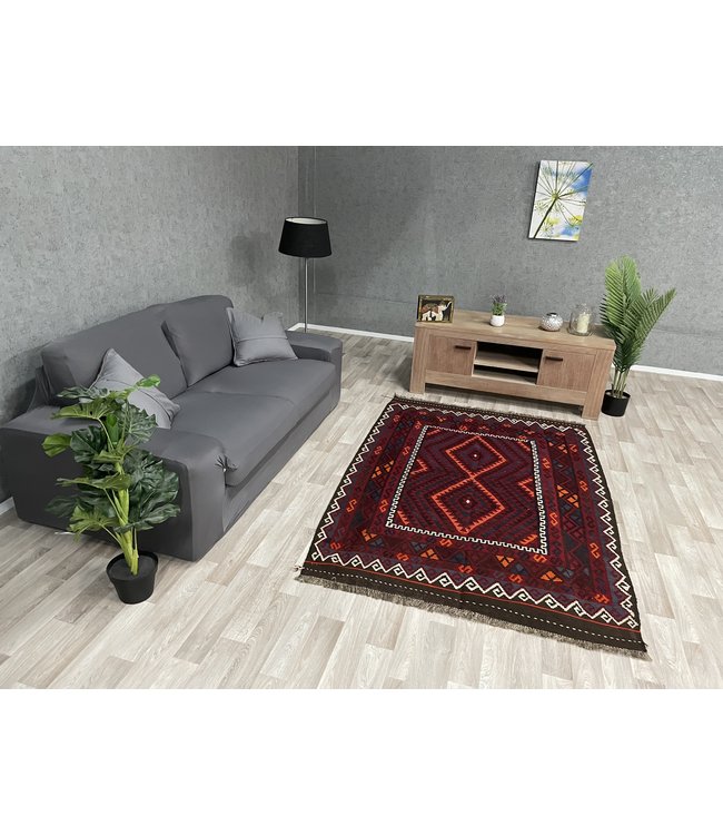 Hand Woven Afghan Wool Kilim Area Rug  202 x 136 cm