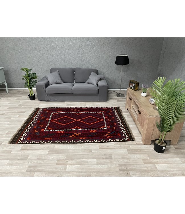 Handgemaakt Oosters Kelim Wol Vloerkleed 202 x 136 cm