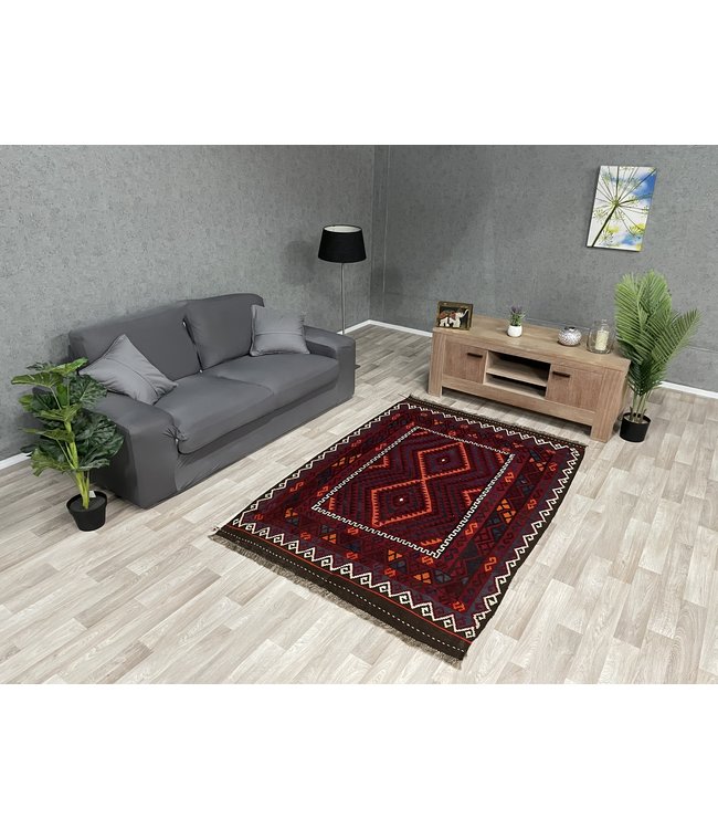 Handgemaakt Oosters Kelim Wol Vloerkleed 202 x 136 cm