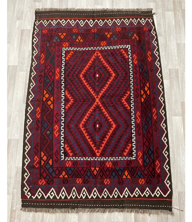 Handgewebte Orientalisch Wolle Kelim Teppich 202 x 136 cm