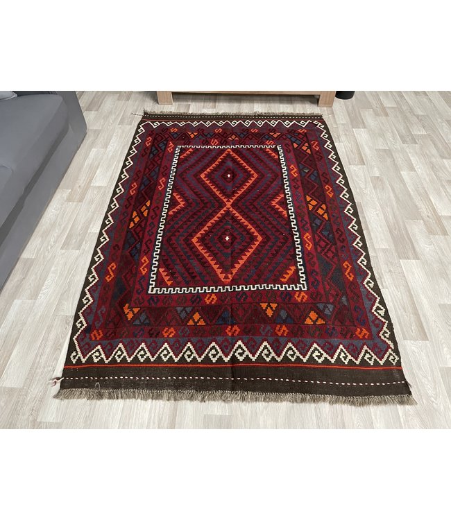 Handgewebte Orientalisch Wolle Kelim Teppich 202 x 136 cm