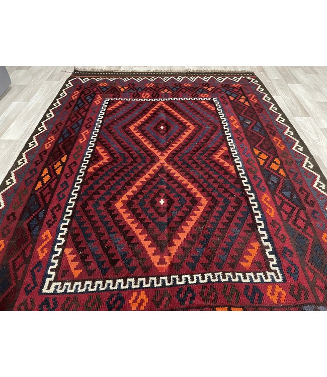 Hand Woven Afghan Wool Kilim Area Rug  202 x 136 cm