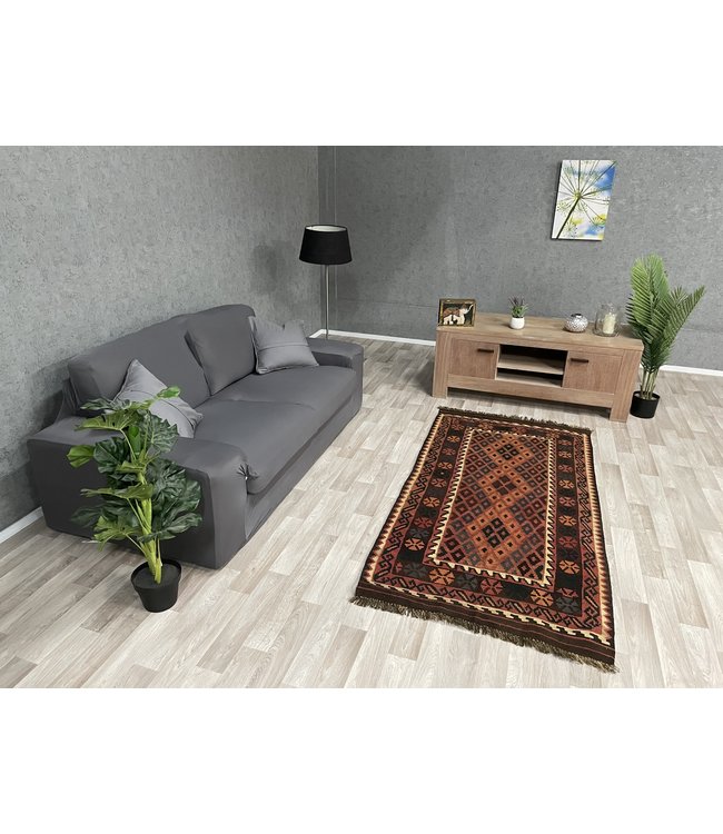 Hand Woven Afghan Wool Kilim Area Rug 201 x 96 cm