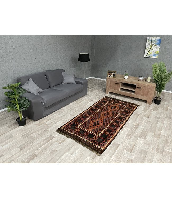 Hand Woven Afghan Wool Kilim Area Rug 201 x 96 cm