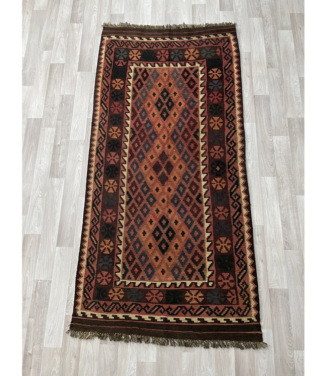 Hand Woven Afghan Wool Kilim Area Rug 201 x 96 cm
