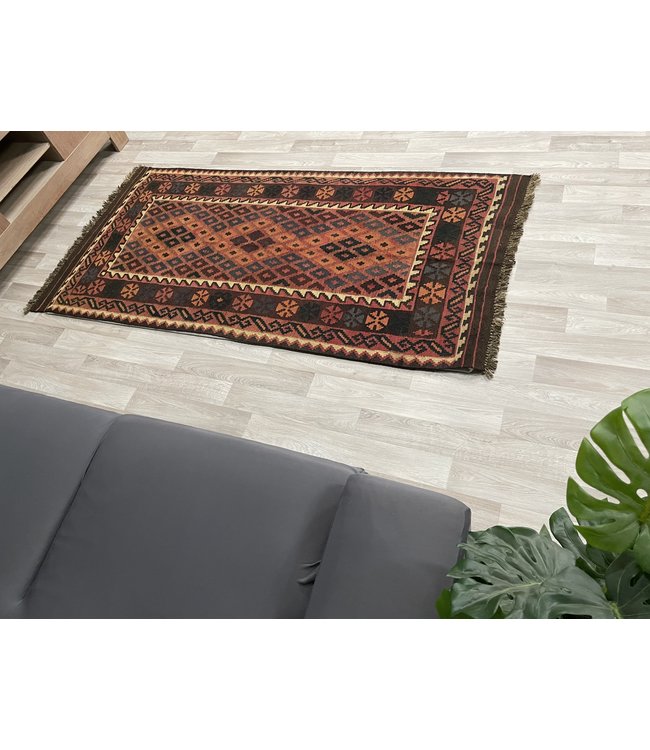 Hand Woven Afghan Wool Kilim Area Rug 201 x 96 cm