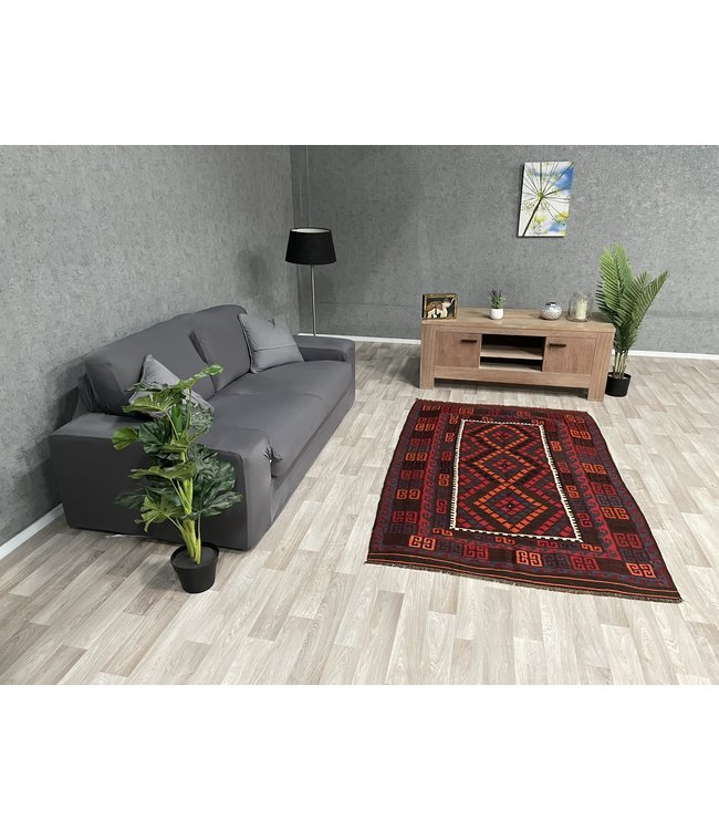 Hand Woven Afghan Wool Kilim Area Rug 197 x 124 cm