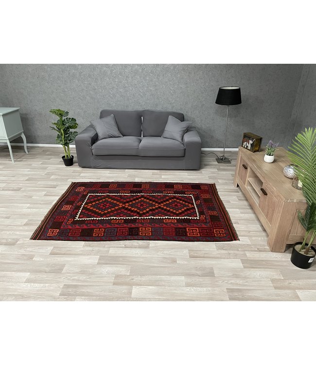 Handgemaakt Oosters Kelim Wol Vloerkleed 197 x 124 cm